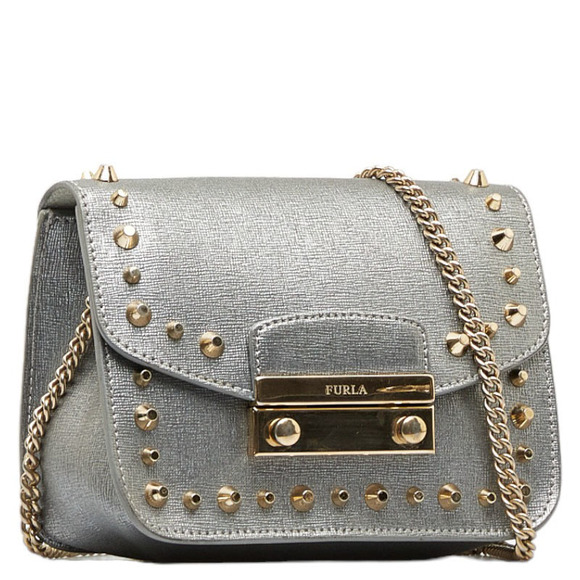 Furla Studded Leather Metropolis Flap Bag Leather Shoulder Bag in Good condition - Picture 2 of 10